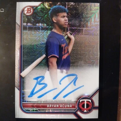Hot Prospect 2022 Bowman Chrome - Mega Box Mojo Autographs #BCMA-BA Bryan Acuna  - Image 1 of 4