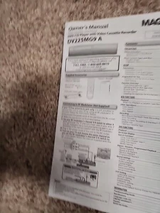 Owner's Manual For: Magnavox DV225MG9 DVD/VHS Combo Player 4-Head VCR Recorder - Picture 1 of 3