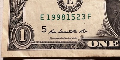 $1 Dollar Bill 2013 Circulated Fun Fancy Date YEAR Serial Number E 1998 15 23 F - Image 1 of 3