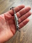 Vintage Articulated Moving Fish Metal Tone Souvenir Keychain Key Ring
