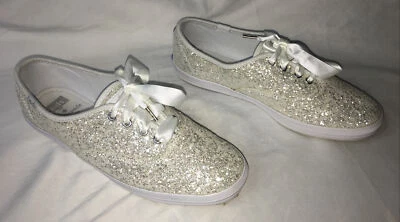 Kate Spade Keds Brillo Blanco Niña Zapatos de Lujo Zapatos Planos EE. UU. Talla 7 Euro 37.5 Foto 1 de 4