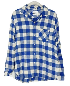 J. CREW Clásica Camisa de Franela con Botones a Cuadros Mujer Azul Blanca Talla Pequeña - Imagen 1 de 8