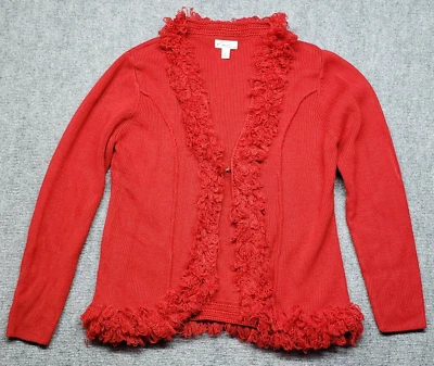 Женский свитер Kim Rogers размер L красный акриловый кардиган с открытым передом длинным рукавом - Изображение 1 из 4