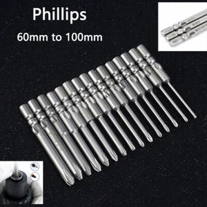 5Pcs S2 Phillips Screwdriver Power Bits 4mm Round Shank Magnetic Long Drills - Picture 1 of 35