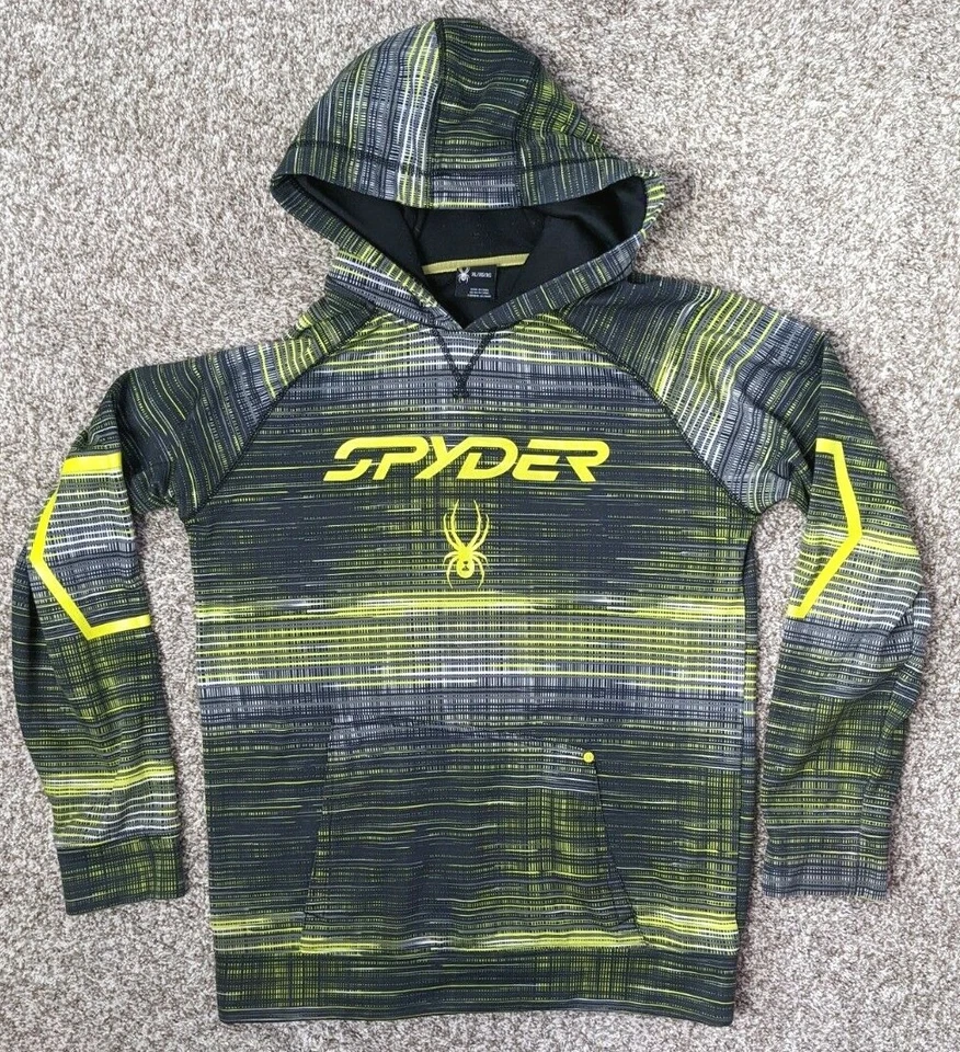 Moletom Spyder com capuz Youth XL (equivalente médio masculino) preto amarelo  - Imagem 1 de 4