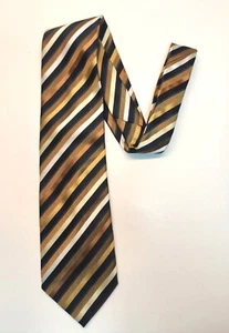 Corbata vintage Bergamo Nueva York diagonal a rayas tonos tierra *Leer por favor - Imagen 1 de 6