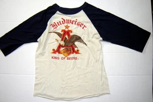 Vintage Budweiser King of Beers Graphic White Blue T-Shirt Large - Picture 1 of 5