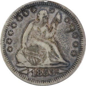 1853 Liberty sitzende Silber Viertelpfeile und Strahlen sehr schön ungeprüft #325 - Bild 1 von 2