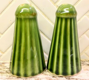 Style-Eyes Baum Bros Antique Green Salt & Pepper Shakers. 4” Tall - Picture 1 of 5