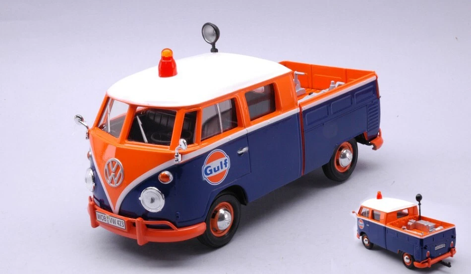 MotorMax VW TYPE 2 T1 SERVICE PICK UP GULF BLUE/ORANGE 1:24 - Immagine 1 di 1
