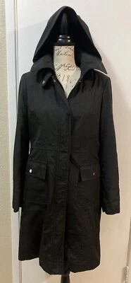 Chaqueta impermeable LARRY LEVINE negra con cremallera resistente al agua rompevientos forrada en trinchera S Foto 1 de 4