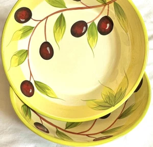 2xViva Italia by Over And Back Olive Handpainted Earthware Pasta/Vege/Fruit Bowl - Picture 1 of 24