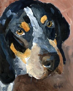 Bluetick Coonhound Druck von Original Fine Art Aquarell von Ron Krajewski - Bild 1 von 4