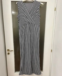 Tuta Elegante Jumpsuit a Righe Colori Blu e Bianco Taglia L senza Maniche - Foto 1 di 3
