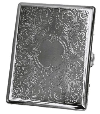 Estuche de Metal para Cigarrillos Estilo Victoriano Doble Cara King Grabado Patrón EE. UU. Foto 1 de 4