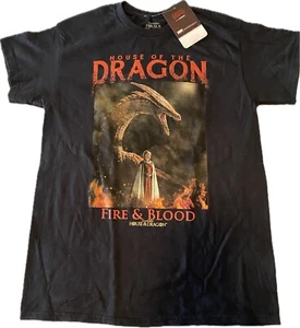 Game Of Thrones ADULT MEDIUM T-Shirt House Of The Dragon Fire And Blood Tee NWT - Picture 1 of 14