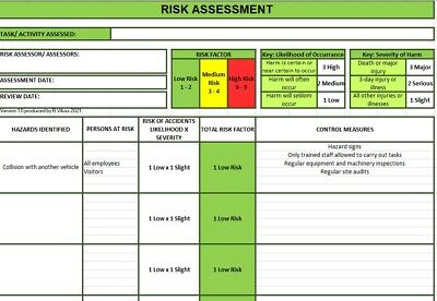 Risk Assessment Template Excel File Editable • 2.49£