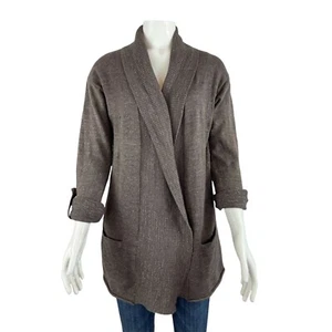 Eddie Bauer Womens Cardigan Sweater Medium Roll Sleeve Cotton - Picture 1 of 7