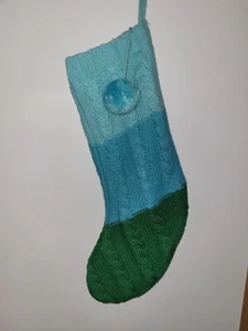 20" Color Block Chunky Knit Christmas Stocking with Marled Pompom - Wondershop - Picture 1 of 3