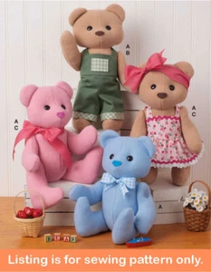 SEWING PATTERN Sew Jointed Teddy Bear - Soft Stuffed Animal Toy w/ Clothing 8547 - Picture 1 of 3