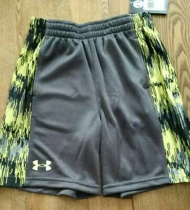 Under Armour Boy's Shorts Size 4 NEW Charcoal & Yellow - Picture 1 of 3