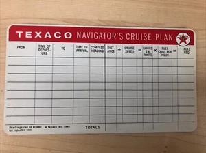 Texaco Navigators Cruise Plan Card Vintage 1960 Boating Marine Oil & Gas Station - Picture 1 of 4