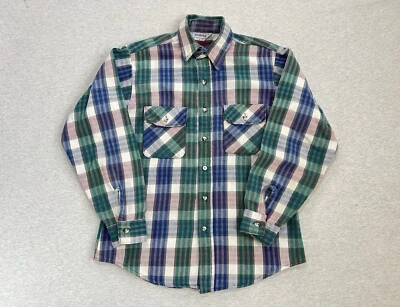 Camisa De Colección Años 90 Five Brother Blanca Azul Franela Cuadros Para Hombre M Abotonada Foto 1 de 4