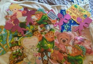 Vintage Lot of 18 Die Cut Cutouts Paper Decoration Classroom Holidays Birthday - Picture 1 of 18