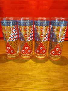 4 Vtintage MCM Pasinski Washington Patchwork Design Drinking Glasses - Picture 1 of 12