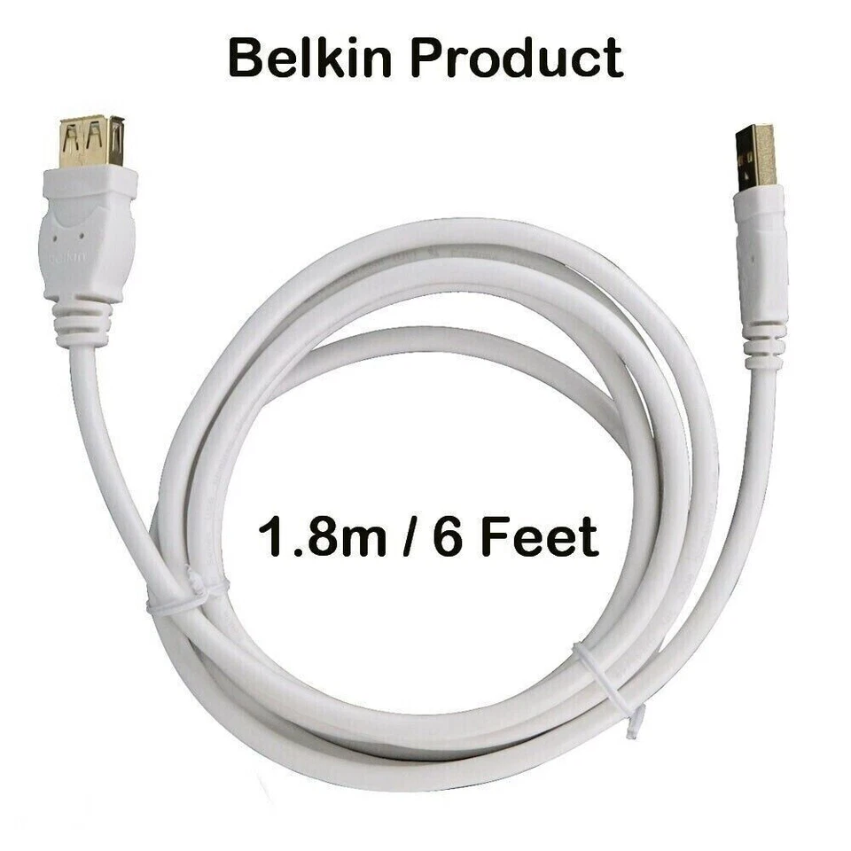 Belkin 6ft (1.8m) USB Extension Cable - White (F3U134-06) - Image 1 of 1