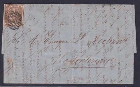 Buenos Aires (Argentina), Scott 1 tied on 1858 folded letter to URUGUAY, w/ RPSL Cover