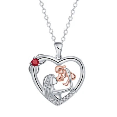 European Love MoM Heart Pendant Necklace Chain For Women Jewelry Silver Plated - Image 1 of 4