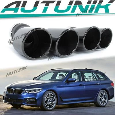 Gloss Black Exhaust Tips For BMW 5 Series G30 530i 540i M Sport 2017-2023 - Image 1 of 4