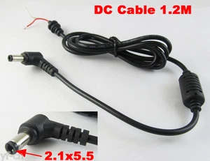 Cable conector enchufe alimentación CC de 5,5 x 2,1 mm ángulo recto de 1,2 M 10 piezas con anillo de bloqueo - Imagen 1 de 3