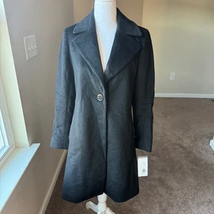 NWT Via Spiga $260 Walker Single Breasted Wool Coat XS Black Lined Warm Y2K - Imagen 1 de 11