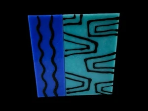 Geometric Ceramic Wall Art Box 3.75”x1.75” Modern Abstract Memphis Style Decor - Picture 1 of 8