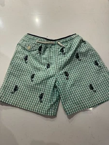 Ralph Lauren Green And White,Checked, Embroidered Swim Shorts. size M Uk 8-9. - Picture 1 of 6