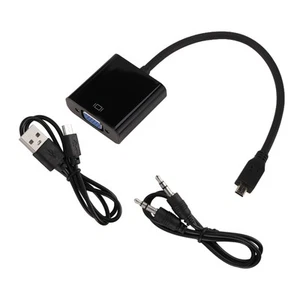 Câble Adaptateur Micro- Vers VGA Convertisseur VidéO 1080P avec Prise Audio5296 - Afbeelding 1 van 7