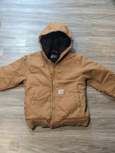 Carhartt Jacket Youth Size Medium 10-12 OJ8545-B Brown Hooded Lined Full Zip - Picture 1 of 24