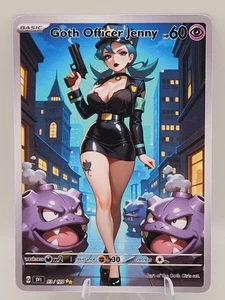 Goth Officer Jenny Waifu Full Art Custom Trading Card Fan Art Goddess ACG - Picture 1 of 1