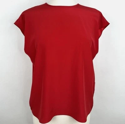 Banana Republic Essential Silk Relaxed Fit Crew Neck Top Red Size Large - NEW - Image 1 of 4