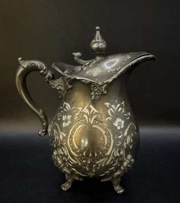 "Jarra antigua victoriana Rockford Silver Co. cuádruple enchapada crema 5,5"" T#940" Foto 1 de 4