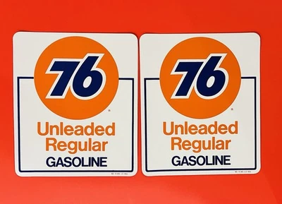Calcomanía adhesiva X2 bomba de gas regular sin plomo Unocal Union 76 de 1980 8,25 x 9,75" Foto 1 de 4