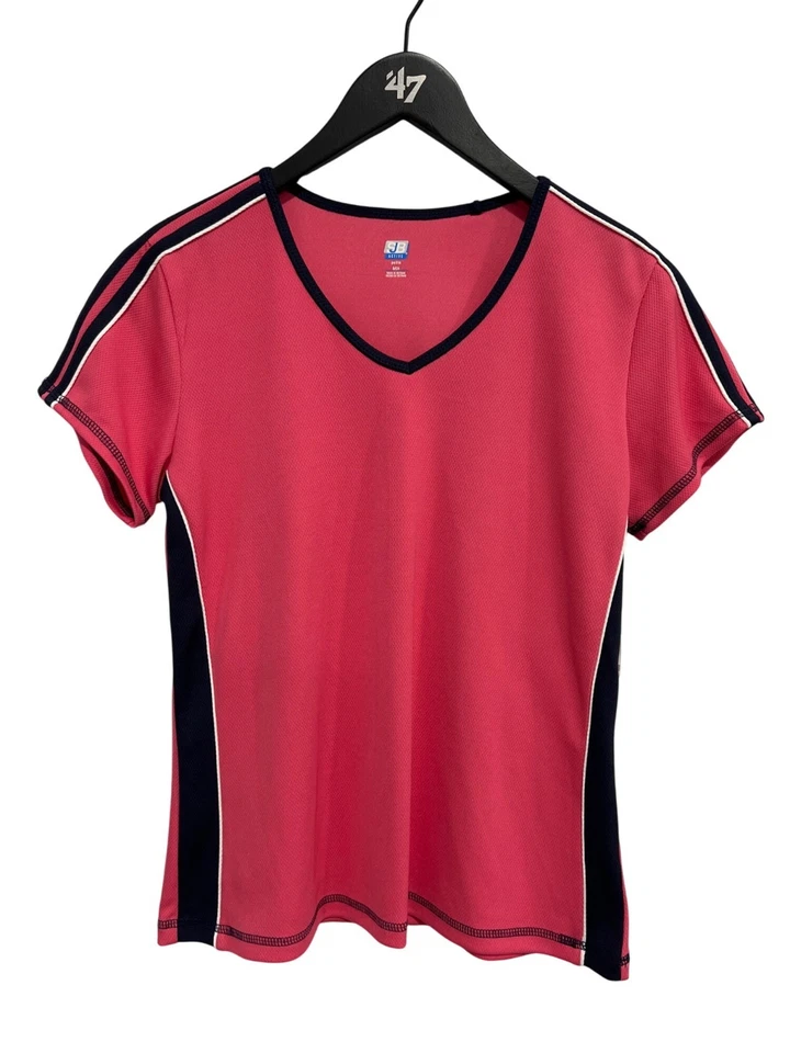 SJB Active Athletic Shirt Size Small Colorblock V Neck Short Sleeve Top Gym NEW - Image 1 of 4