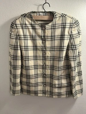 Evan Picone  16  Blazer Jacket Suit Separate Black/White Houndstooth Women - Image 1 of 4