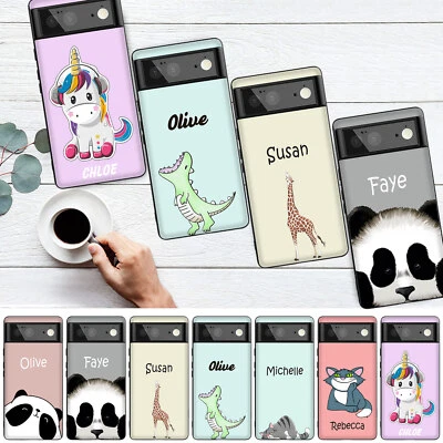 Funda con nombre personalizada de dibujos animados para Google Pixel 8A 7A 6A 5A 7 9 8 Pro TPU cubierta Foto 1 de 4