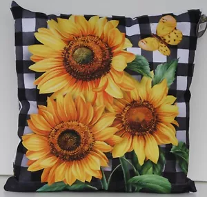 Checkered Sunflowers Decorative Indoor/Outdoor Pillow - Picture 1 of 5
