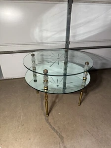 1960s Hollywood Regency Goran Belgium Verre églomisé Glass Table Two Tier - Picture 1 of 21