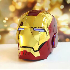 New AUTOKING Iron Man MK5 1:1 Helmet Wearable Voice-control Golden Mask Cosplay
