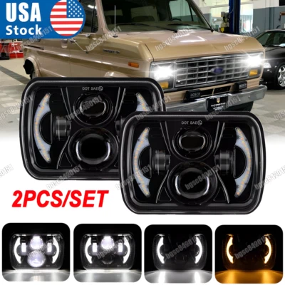 Faros LED de 7x6" pulgadas haz alto DRL para Ford E-350 Super Duty E-150 E-250 Foto 1 de 4